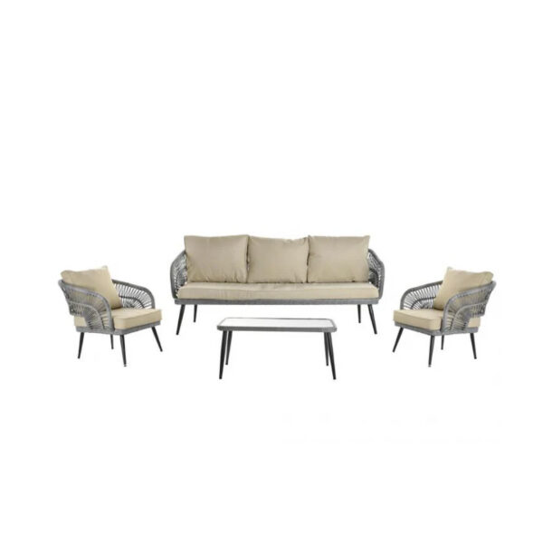 TAVOLO DIVANO SEDIE RATTAN BEIGE