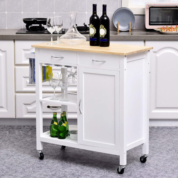 CARRELLO CUCINA MULTIUSO BIANCO:ROVERE