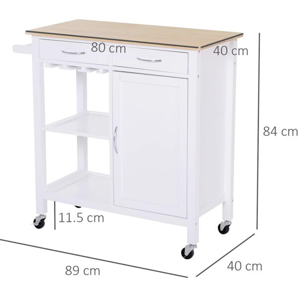 CARRELLO CUCINA MULTIUSO BIANCO:ROVERE2